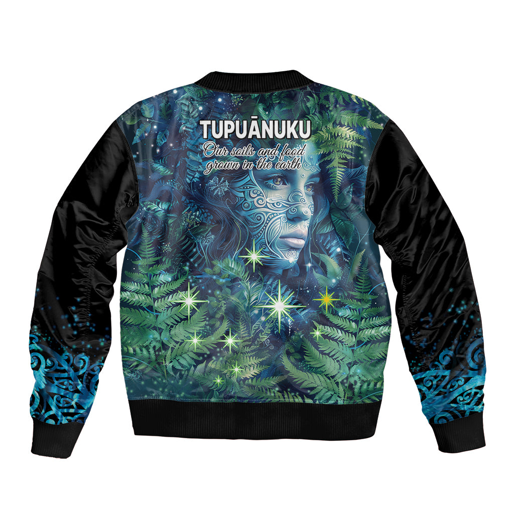 New Zealand Matariki Tupuanuku Sleeve Zip Bomber Jacket Te W o te Hauhake LT9 - Polynesian Pride