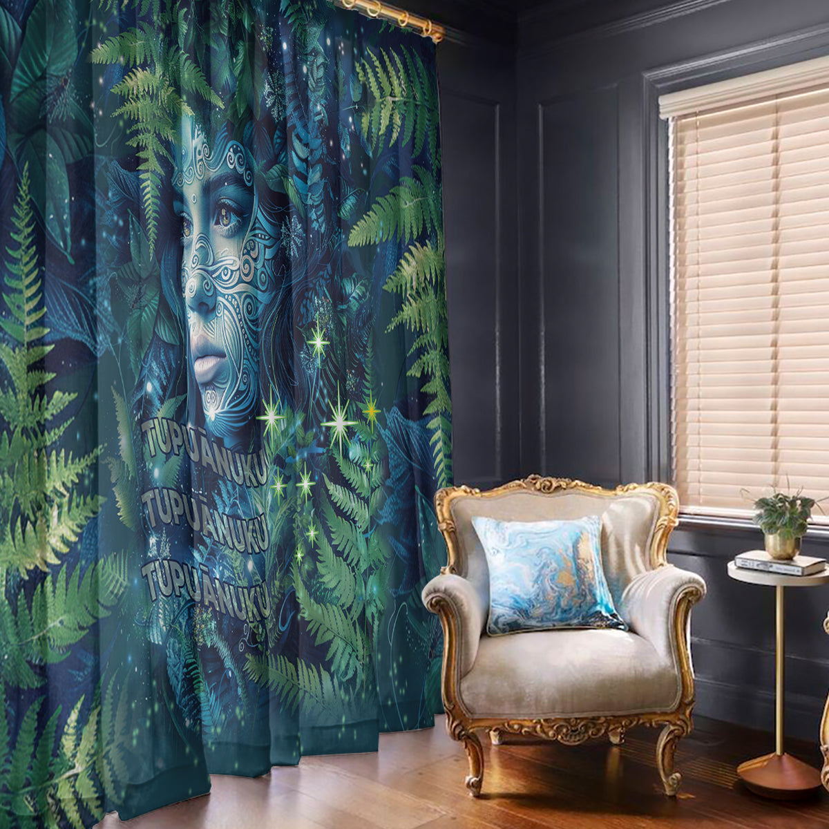 New Zealand Matariki Tupuanuku Window Curtain Te W o te Hauhake LT9 - Polynesian Pride