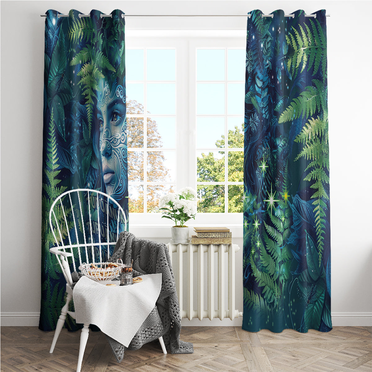 New Zealand Matariki Tupuanuku Window Curtain Te W o te Hauhake LT9 - Polynesian Pride