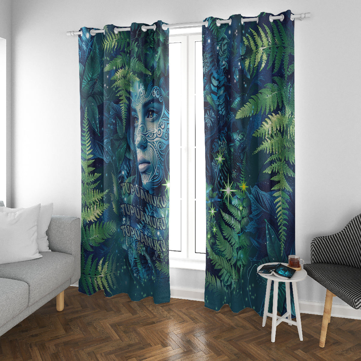 New Zealand Matariki Tupuanuku Window Curtain Te W o te Hauhake LT9 With Grommets Art - Polynesian Pride