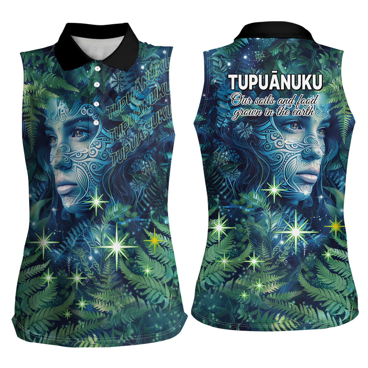 New Zealand Matariki Tupuanuku Women Sleeveless Polo Shirt Te W o te Hauhake LT9 - Polynesian Pride