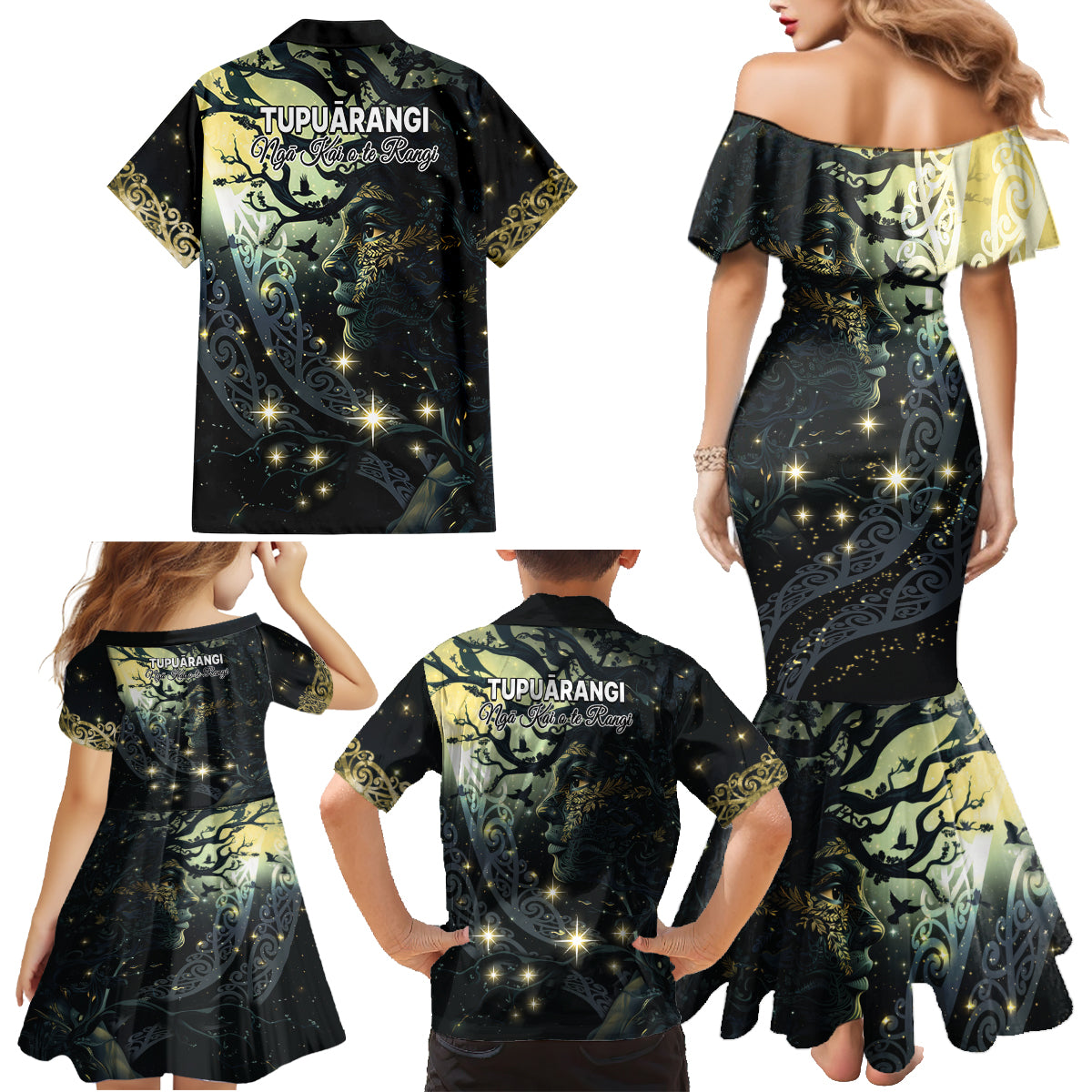 New Zealand Matariki Tupuarangi Family Matching Mermaid Dress and Hawaiian Shirt Ng Kai o te Rangi LT9 - Polynesian Pride