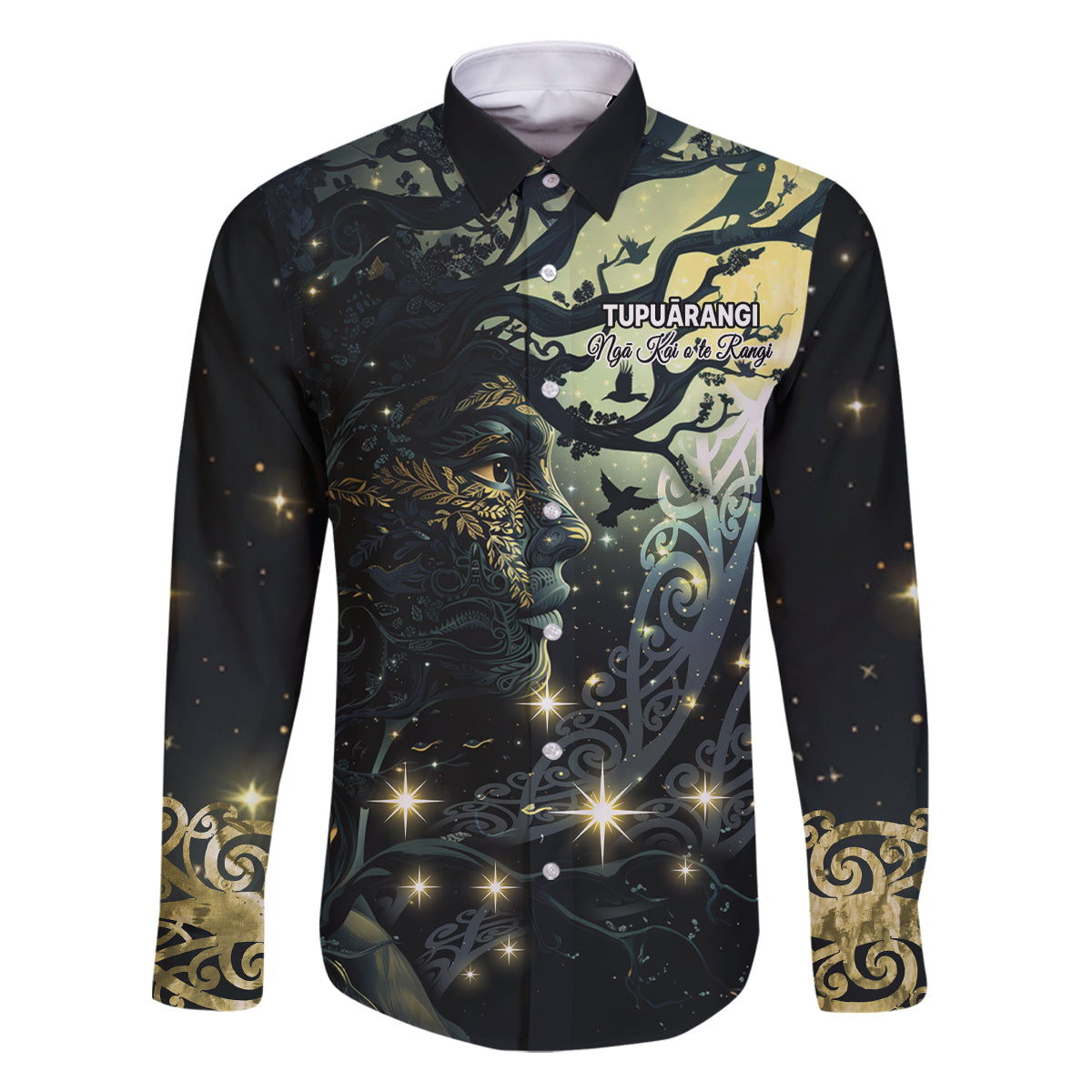 New Zealand Matariki Tupuarangi Family Matching Summer Maxi Dress and Hawaiian Shirt Ng Kai o te Rangi LT9 Dad's Shirt - Long Sleeve Art - Polynesian Pride
