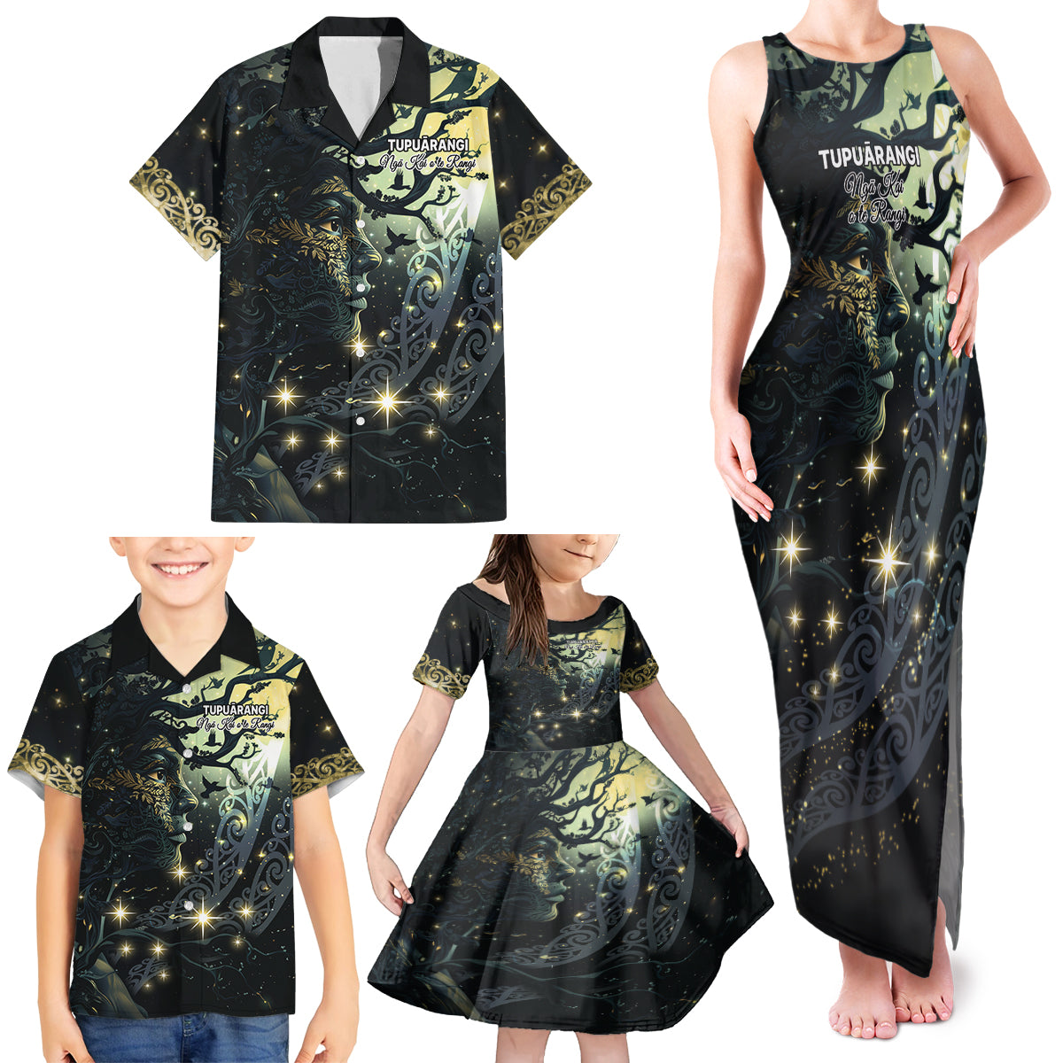 New Zealand Matariki Tupuarangi Family Matching Tank Maxi Dress and Hawaiian Shirt Ng Kai o te Rangi LT9 - Polynesian Pride