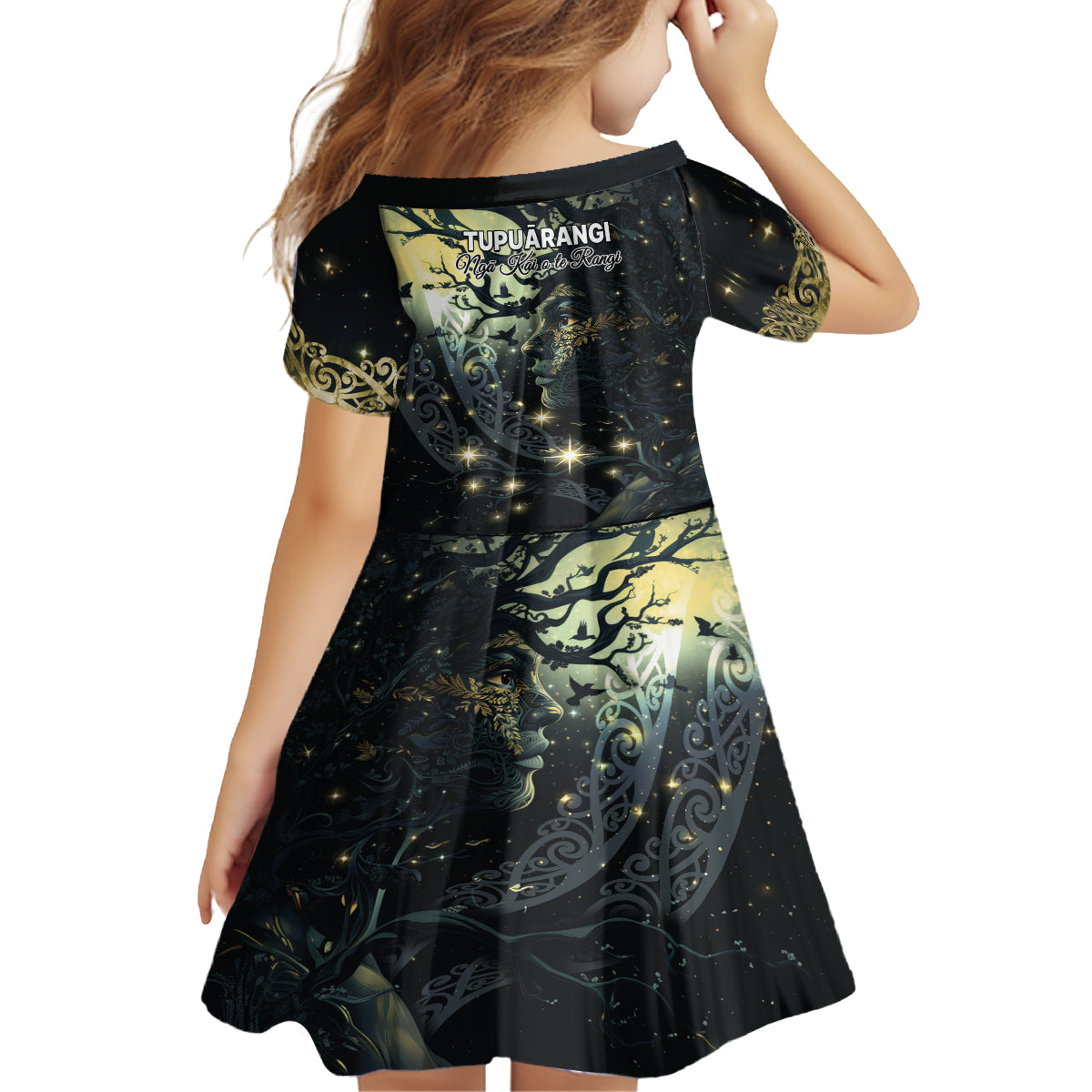 New Zealand Matariki Tupuarangi Kid Short Sleeve Dress Ng Kai o te Rangi LT9 - Polynesian Pride