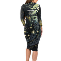 New Zealand Matariki Tupuarangi Long Sleeve Bodycon Dress Ng Kai o te Rangi LT9 - Polynesian Pride