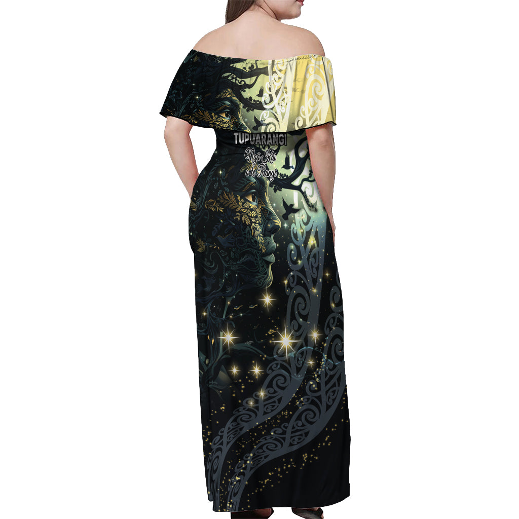 New Zealand Matariki Tupuarangi Off Shoulder Maxi Dress Ng Kai o te Rangi LT9 - Polynesian Pride