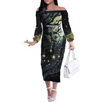 New Zealand Matariki Tupuarangi Off The Shoulder Long Sleeve Dress Ng Kai o te Rangi LT9 Women Art - Polynesian Pride