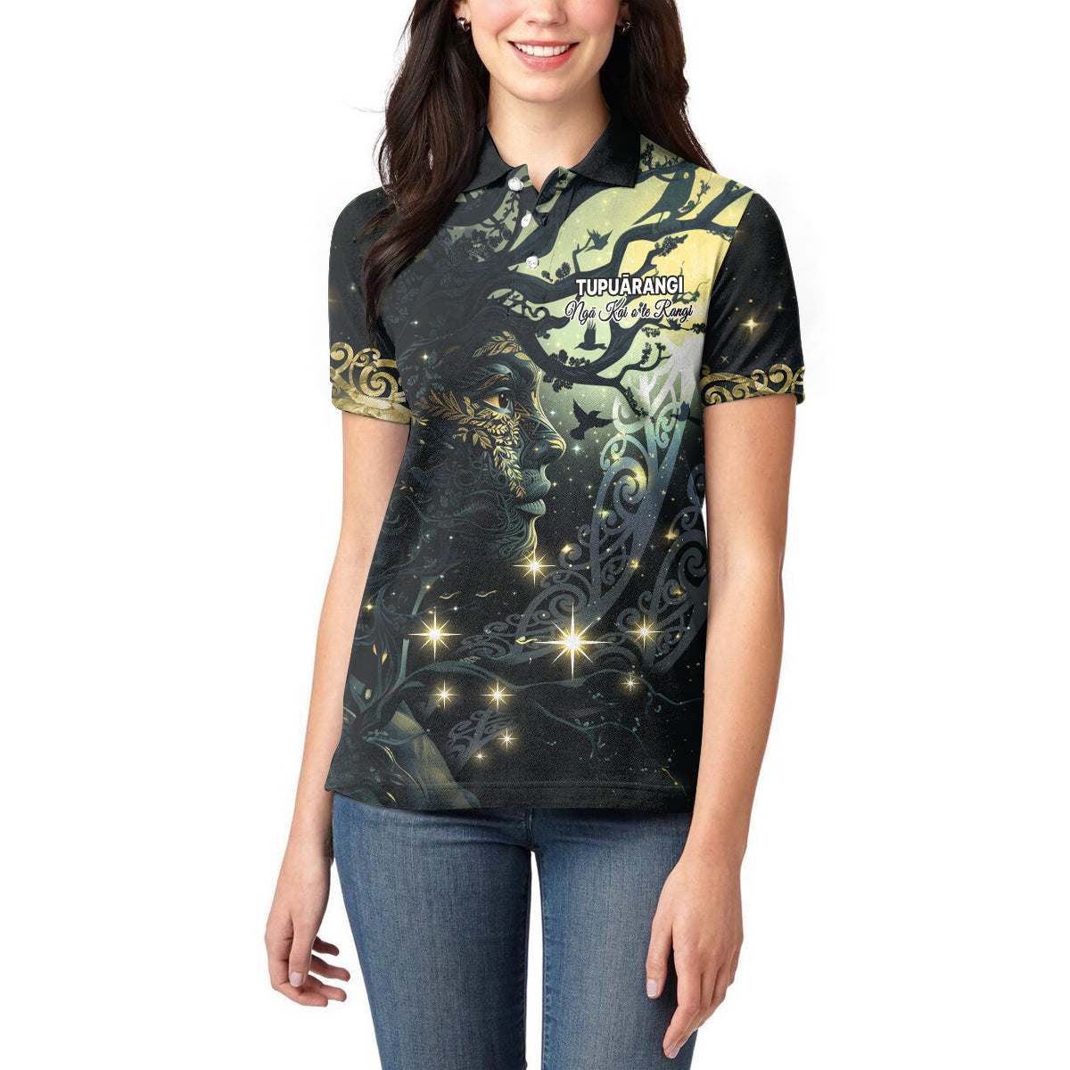 New Zealand Matariki Tupuarangi Women Polo Shirt Ng Kai o te Rangi LT9 - Polynesian Pride