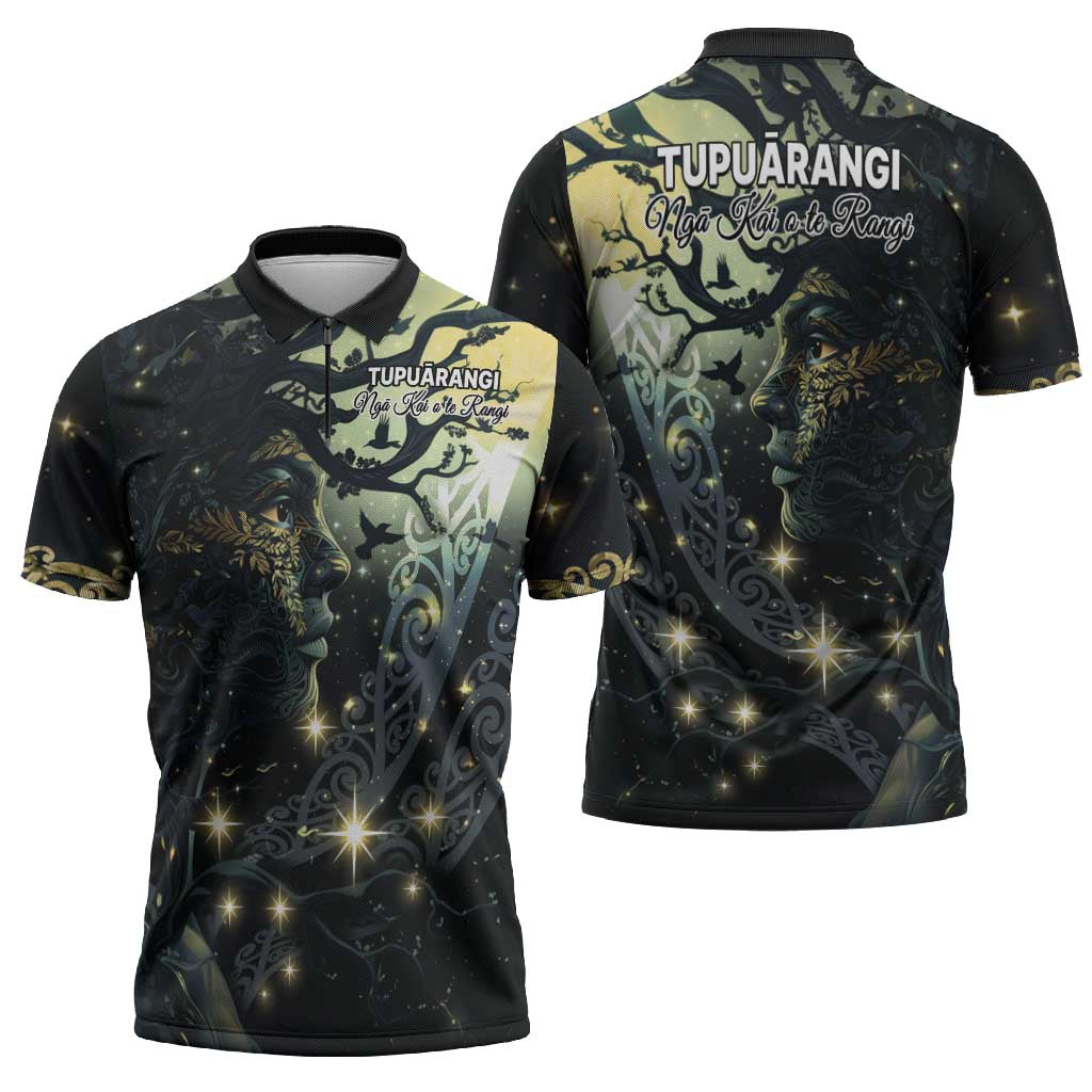 New Zealand Matariki Tupuarangi Zipper Polo Shirt Ng Kai o te Rangi LT9 - Polynesian Pride