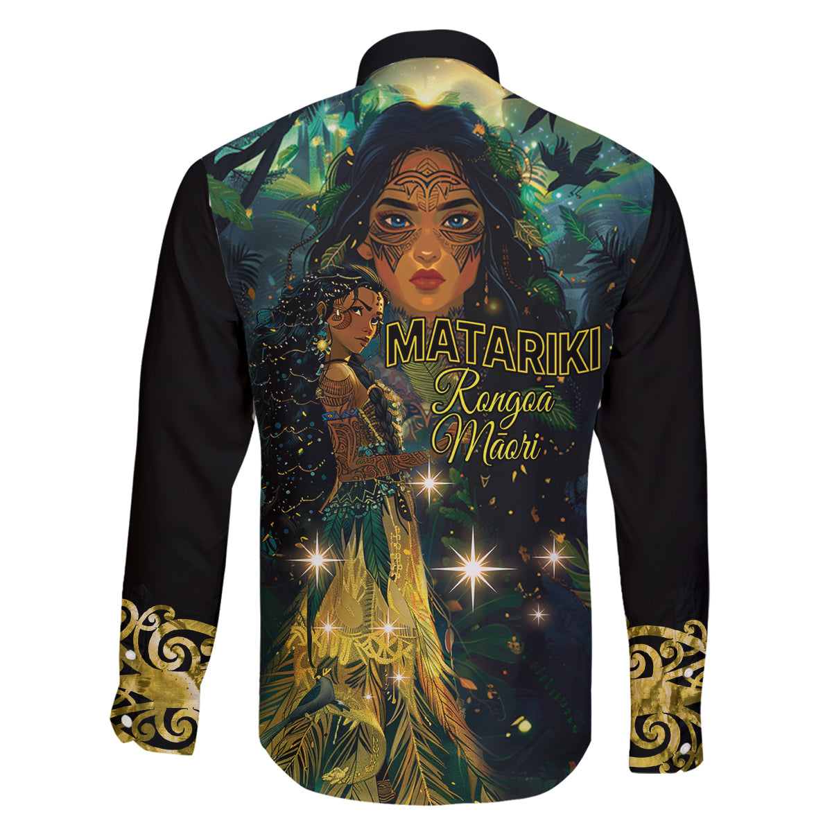 New Zealand Matariki Family Matching Long Sleeve Bodycon Dress and Hawaiian Shirt Rongo Mori Wellbeing and Good Luck LT9 - Polynesian Pride