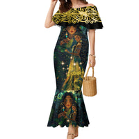 New Zealand Matariki Family Matching Mermaid Dress and Hawaiian Shirt Rongo Mori Wellbeing and Good Luck LT9 Mom's Dress Art - Polynesian Pride