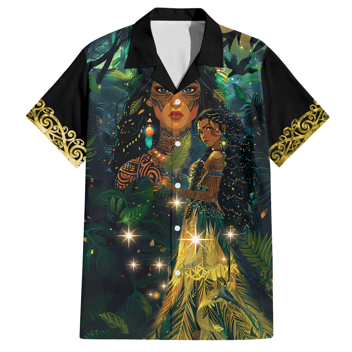 New Zealand Matariki Family Matching Puletasi and Hawaiian Shirt Rongo Mori Wellbeing and Good Luck LT9 Dad's Shirt - Short Sleeve Art - Polynesian Pride