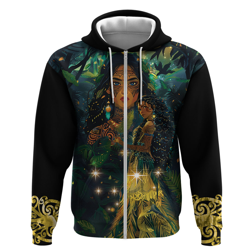 New Zealand Matariki Hoodie Rongo Mori Wellbeing and Good Luck LT9 Zip Hoodie Art - Polynesian Pride