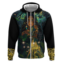 New Zealand Matariki Hoodie Rongo Mori Wellbeing and Good Luck LT9 Zip Hoodie Art - Polynesian Pride
