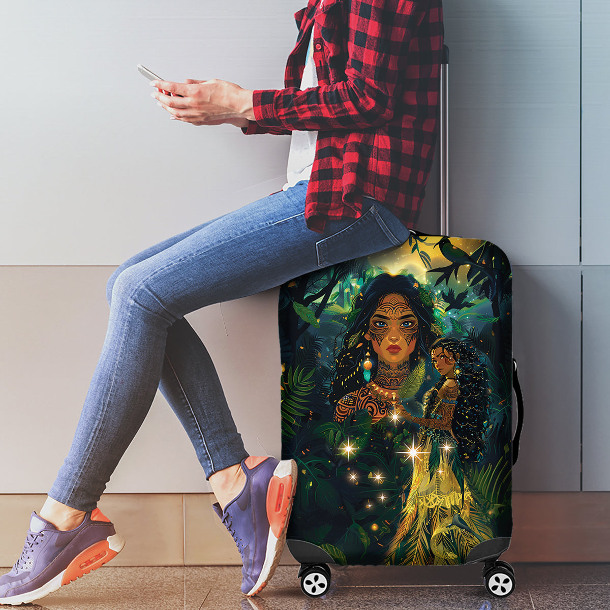 New Zealand Matariki Luggage Cover Rongo Mori Wellbeing and Good Luck LT9 - Polynesian Pride