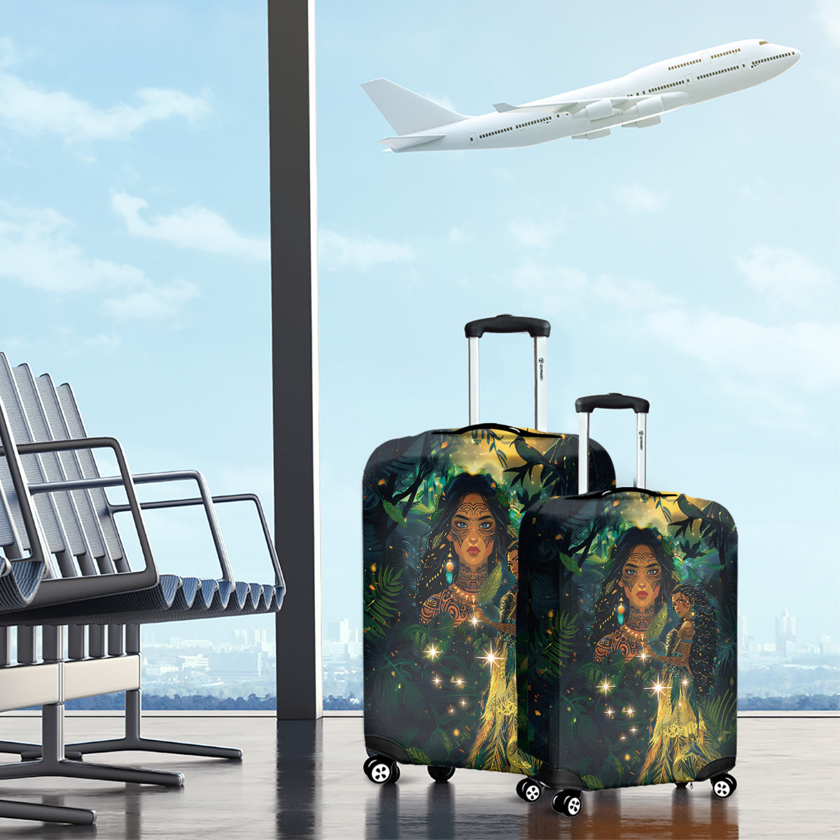 New Zealand Matariki Luggage Cover Rongo Mori Wellbeing and Good Luck LT9 - Polynesian Pride