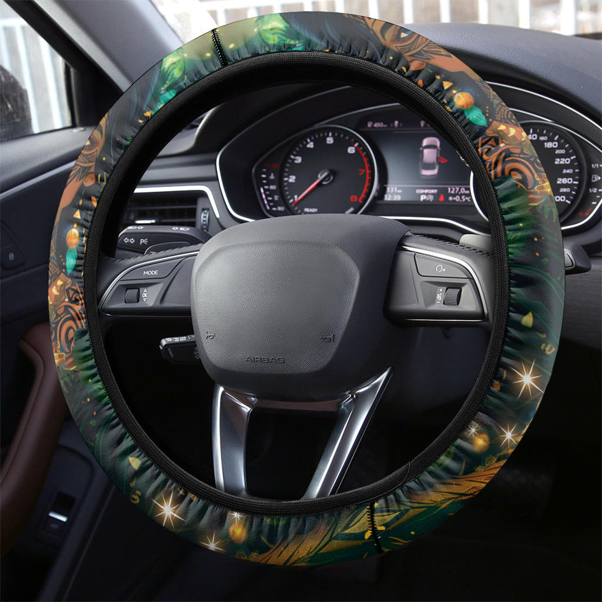 New Zealand Matariki Steering Wheel Cover Rongo Mori Wellbeing and Good Luck LT9 - Polynesian Pride