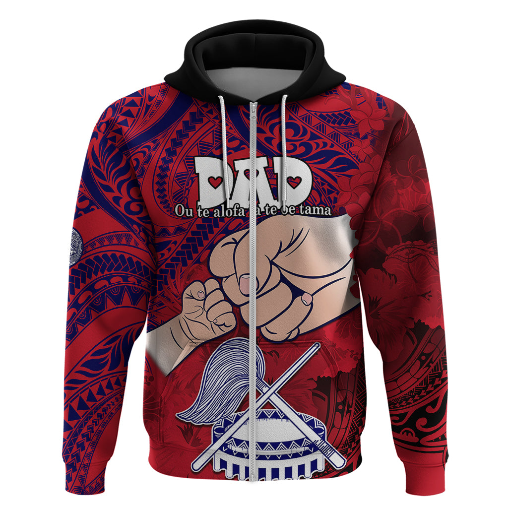Fathers Day Polynesian Islands American Samoa Hoodie Dad Ou Te Alofa Ia Te Oe Tama Polynesian Flowers Tribal LT9 Zip Hoodie Red - Polynesian Pride