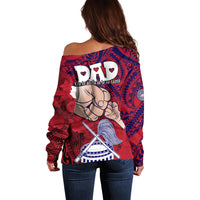 Dads Day American Samoa Off Shoulder Sweater Dad Ou Te Alofa Ia Te Oe Tama - Polynesian Flowers Tribal LT9 - Polynesian Pride