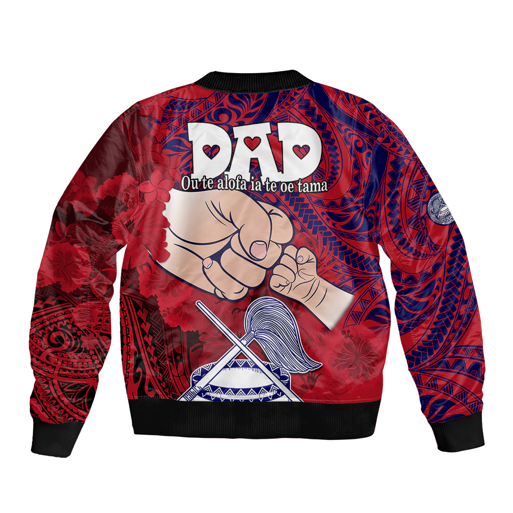 Fathers Day Polynesian Islands American Samoa Sleeve Zip Bomber Jacket Dad Ou Te Alofa Ia Te Oe Tama - Polynesian Flowers Tribal LT9 - Polynesian Pride