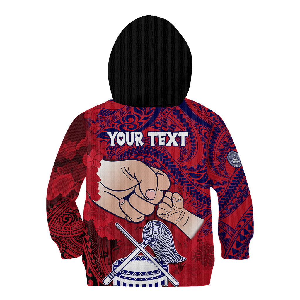 Personalised Fathers Day Polynesian Islands American Samoa Kid Hoodie Dad Ou Te Alofa Ia Te Oe Tama - Polynesian Flowers Tribal LT9 - Polynesian Pride
