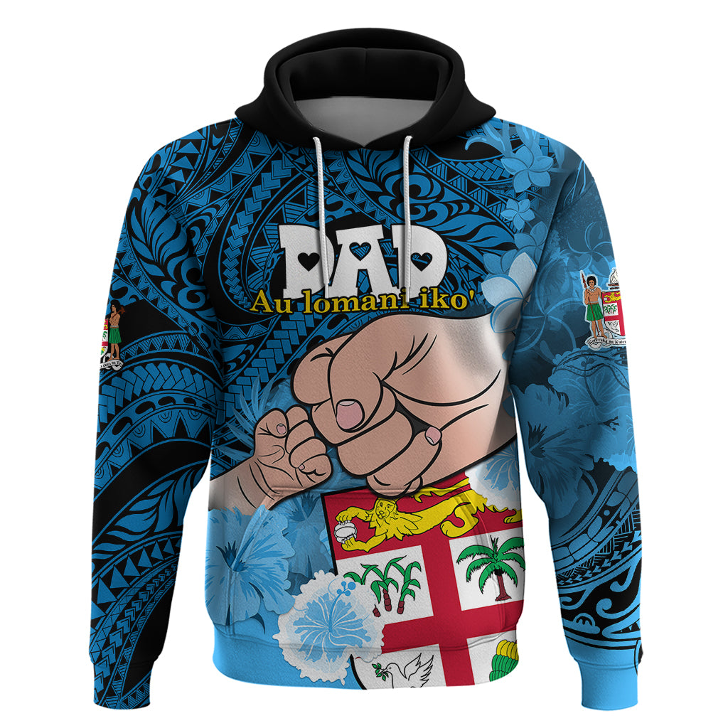 Fathers Day Polynesian Islands Fiji Hoodie Dad Au Lomani Iko Polynesian Flowers Tribal LT9 Pullover Hoodie Blue - Polynesian Pride