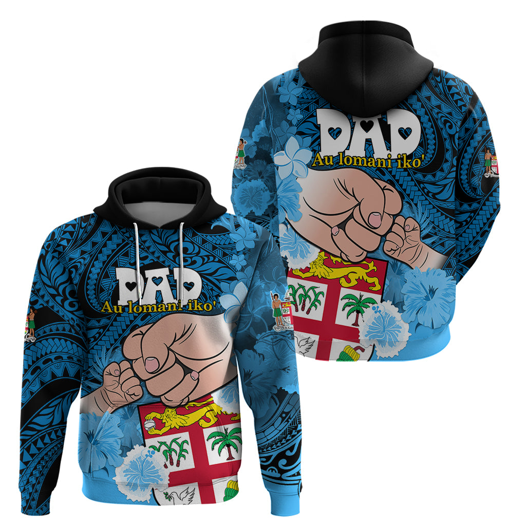 Dads Day Fiji Hoodie Dad Au Lomani Iko Polynesian Flowers Tribal LT9 - Polynesian Pride
