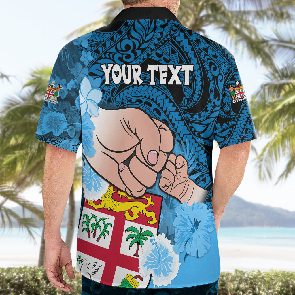 Personalised Fathers Day Polynesian Islands Fiji Hawaiian Shirt Dad Au Lomani Iko - Polynesian Flowers Tribal LT9 - Polynesian Pride