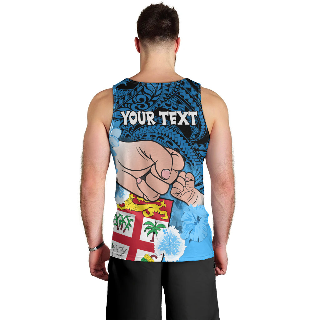 Personalised Dads Day Fiji Men Tank Top Dad Au Lomani Iko - Polynesian Flowers Tribal LT9 - Polynesian Pride