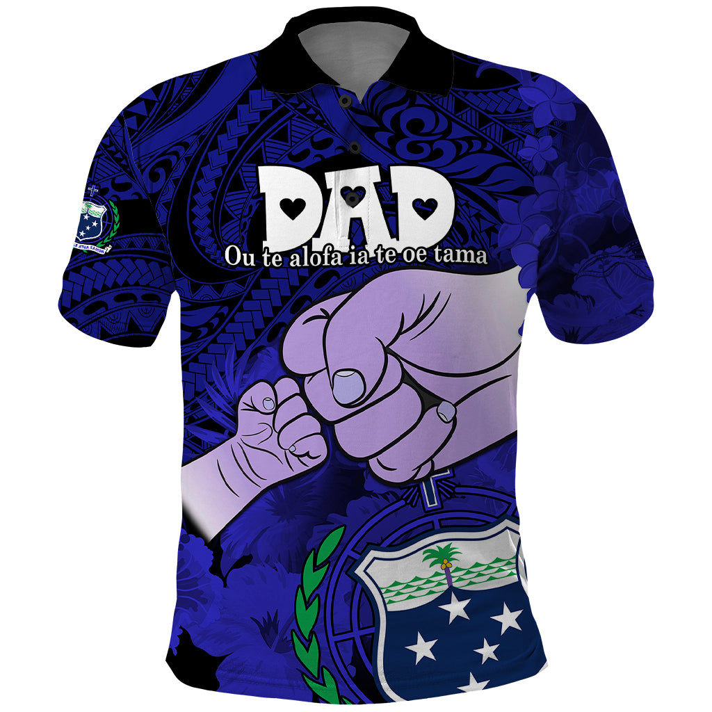 Dads Day Samoa Polo Shirt Dad Ou Te Alofa Ia Te Oe Tama Blue Polynesian Flowers Tribal LT9 Blue - Polynesian Pride