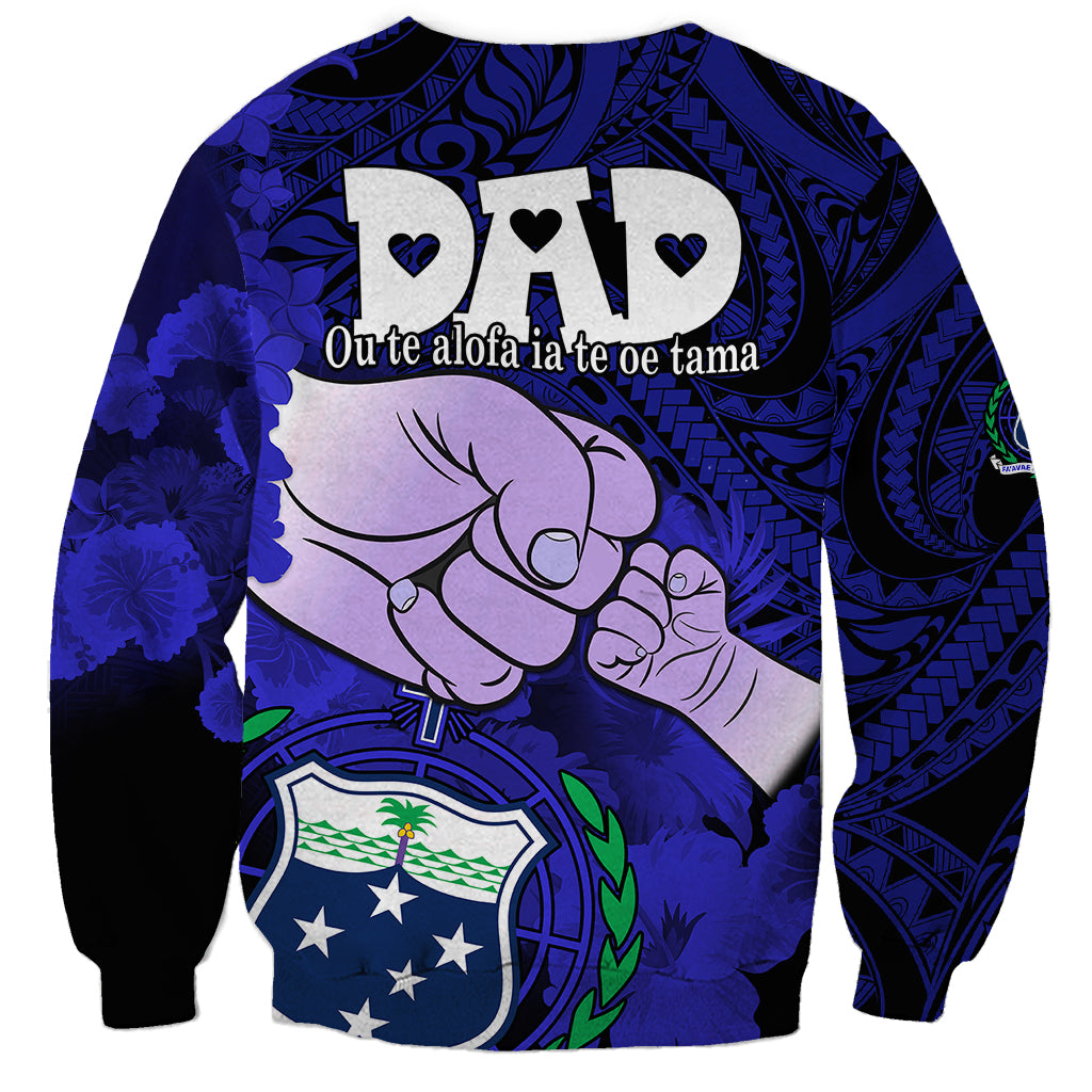 Dads Day Samoa Sweatshirt Dad Ou Te Alofa Ia Te Oe Tama - Blue Polynesian Flowers Tribal LT9 - Polynesian Pride