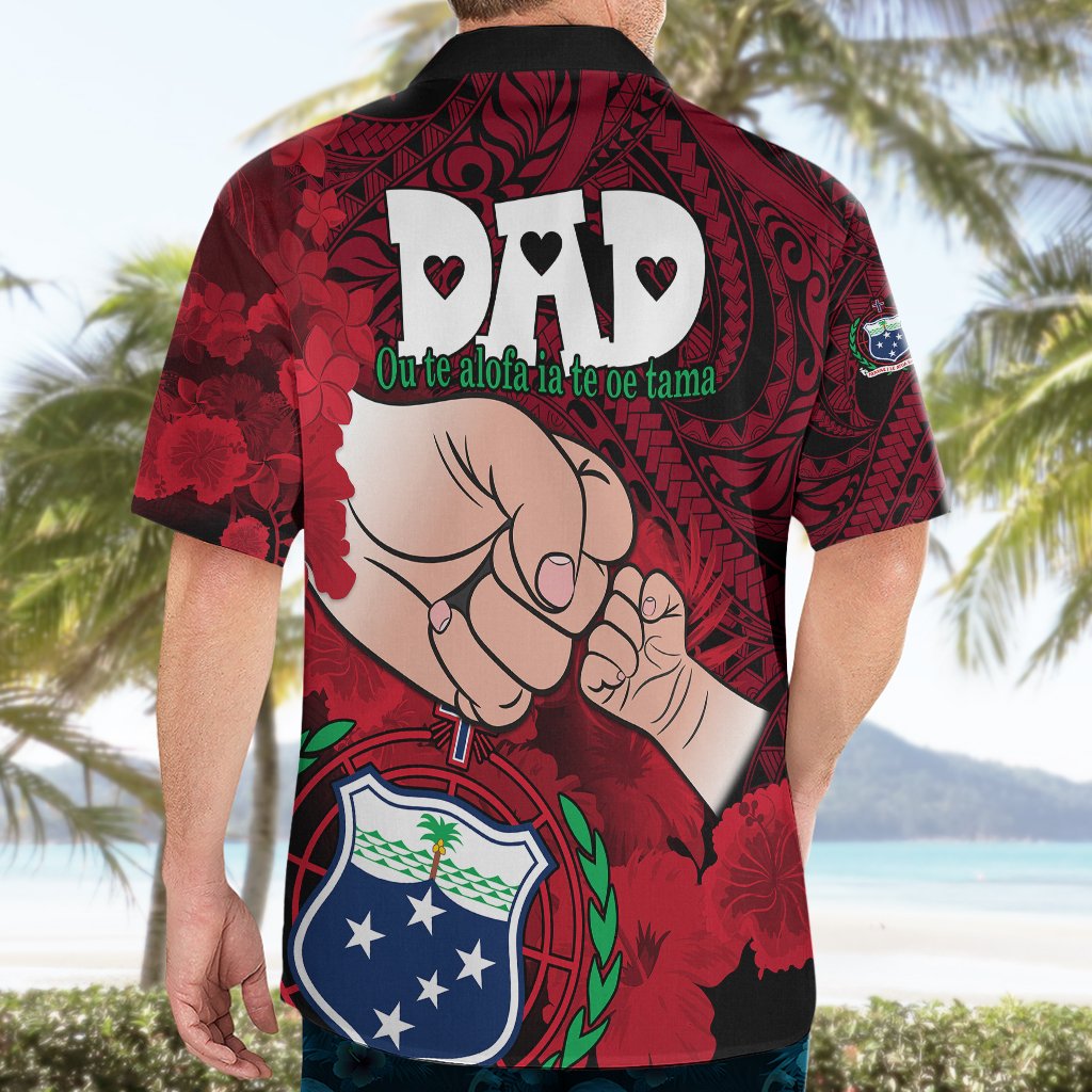 Fathers Day Polynesian Islands Samoa Hawaiian Shirt Dad Ou Te Alofa Ia Te Oe Tama - Red Polynesian Flowers Tribal LT9 - Polynesian Pride