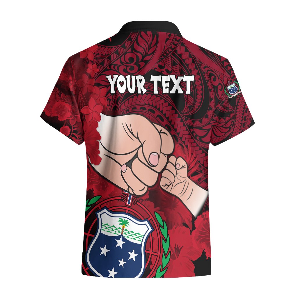 Personalised Fathers Day Polynesian Islands Samoa Hawaiian Shirt Dad Ou Te Alofa Ia Te Oe Tama - Red Polynesian Flowers Tribal LT9 - Polynesian Pride