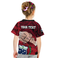 Personalised Dads Day Samoa Kid T Shirt Dad Ou Te Alofa Ia Te Oe Tama - Red Polynesian Flowers Tribal LT9 - Polynesian Pride
