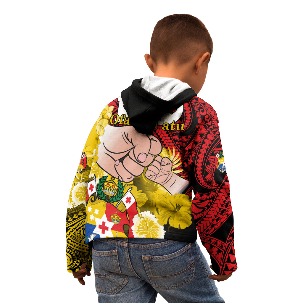 Fathers Day Polynesian Islands Tonga Kid Hoodie Dad Ofa lahi atu - Polynesian Flowers Tribal LT9 - Polynesian Pride