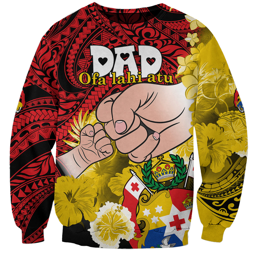 Fathers Day Polynesian Islands Tonga Sweatshirt Dad Ofa lahi atu - Polynesian Flowers Tribal LT9 Unisex Red - Polynesian Pride