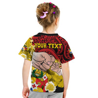 Personalised Dads Day Tonga Kid T Shirt Dad Ofa lahi atu - Polynesian Flowers Tribal LT9 - Polynesian Pride