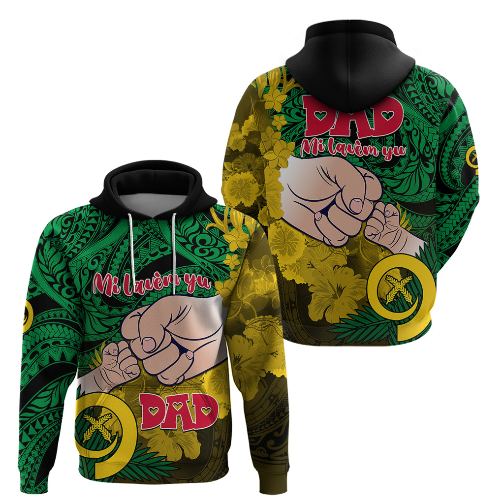 Dads Day Vanuatu Hoodie Dad Mi lavem yu Polynesian Flowers Tribal LT9 - Polynesian Pride