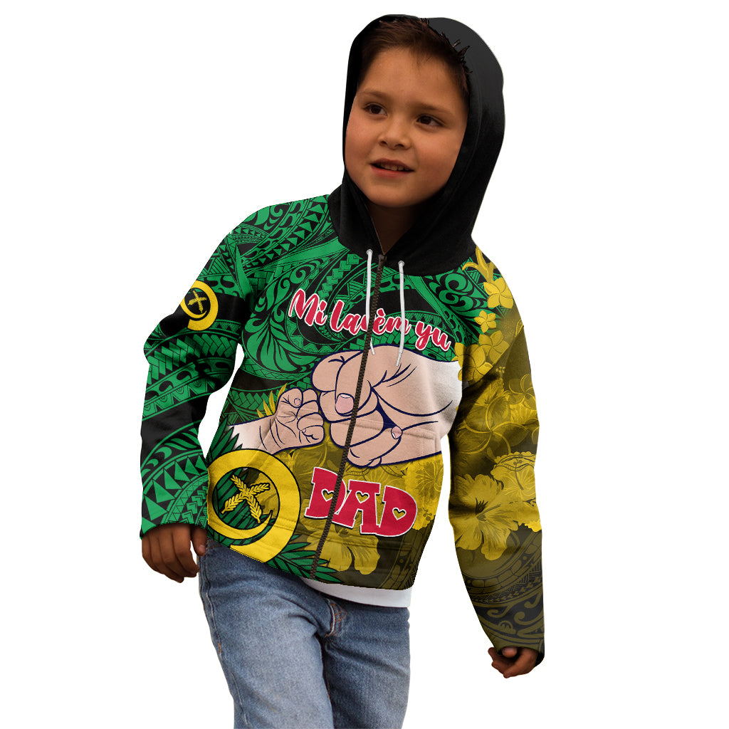 Dads Day Vanuatu Kid Hoodie Dad Mi lavem yu - Polynesian Flowers Tribal LT9 - Polynesian Pride