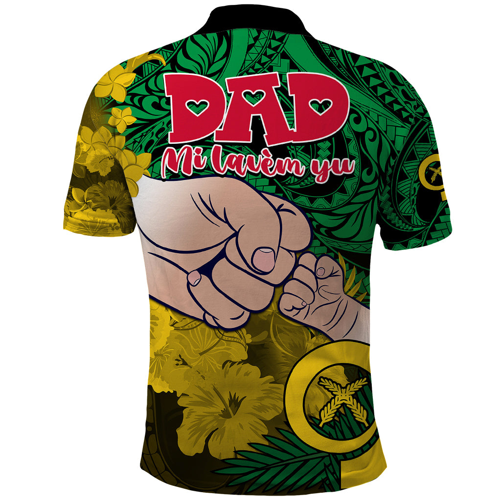 Dads Day Vanuatu Polo Shirt Dad Mi lavem yu Polynesian Flowers Tribal LT9 - Polynesian Pride