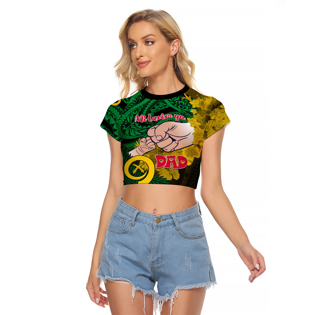 Personalised Fathers Day Polynesian Islands Vanuatu Raglan Cropped T Shirt Dad Mi lavem yu - Polynesian Flowers Tribal LT9 Female Green - Polynesian Pride