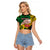 Personalised Fathers Day Polynesian Islands Vanuatu Raglan Cropped T Shirt Dad Mi lavem yu - Polynesian Flowers Tribal LT9 Female Green - Polynesian Pride