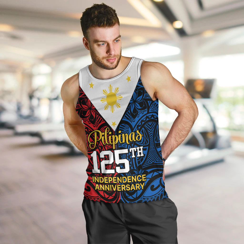125th Independence Anniversary Philippines Men Tank Top Polynesian Pilipinas Flag Style - Black LT9 - Polynesian Pride