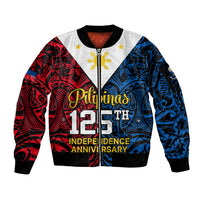 Polynesian Philippines Sleeve Zip Bomber Jacket Pilipinas Flag Style for 125th Independence Anniversary Black LT9 Unisex Black - Polynesian Pride