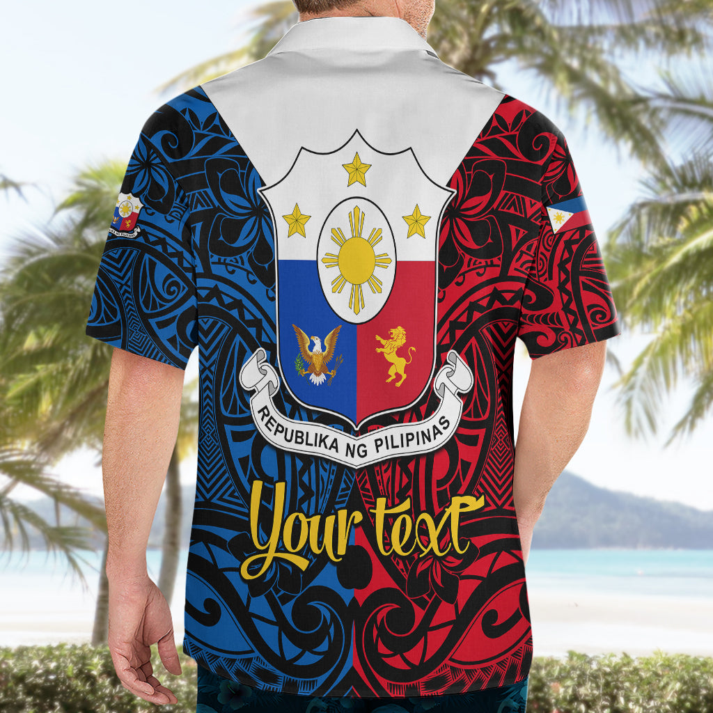 Personalised Polynesian Philippines Hawaiian Shirt Pilipinas Flag Style for 125th Independence Anniversary Black LT9 - Polynesian Pride