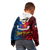 Personalised 125th Independence Anniversary Philippines Kid Hoodie Polynesian Pilipinas Flag Style - Black LT9 - Polynesian Pride