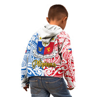 Polynesian Philippines Kid Hoodie Pilipinas Flag Style for 125th Independence Anniversary White LT9 - Polynesian Pride