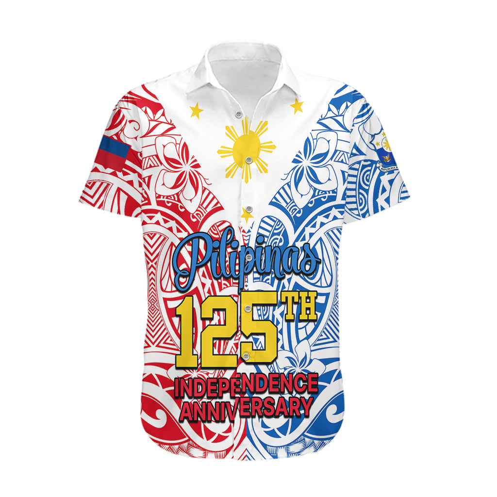 Personalised Polynesian Philippines Hawaiian Shirt Pilipinas Flag Style for 125th Independence Anniversary White LT9 White - Polynesian Pride