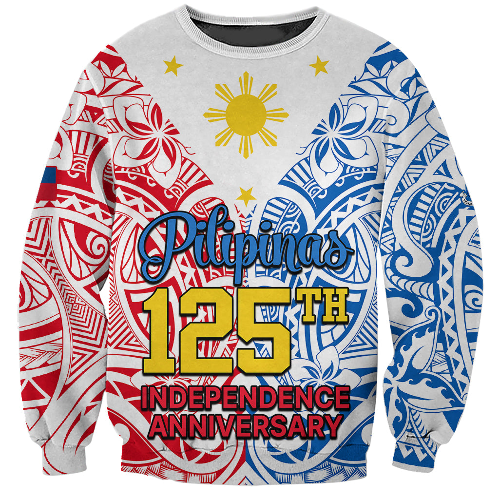 Personalised Polynesian Philippines Sweatshirt Pilipinas Flag Style for 125th Independence Anniversary White LT9 Unisex White - Polynesian Pride